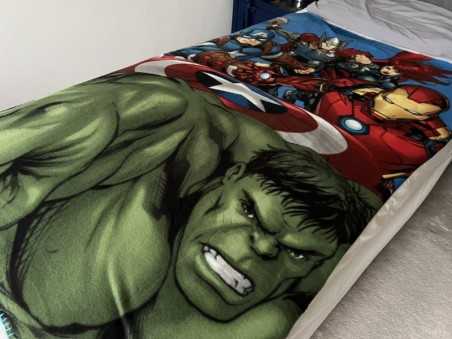 MARVEL AVENGERS ASSEMBLE HULK, IRON MAN, CAPTAIN AMERICA, THOR BLUE FLEECE BLANKET