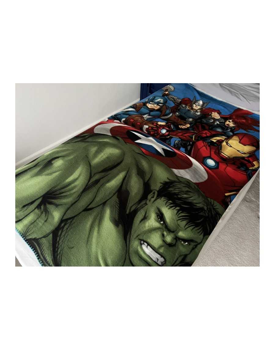 MARVEL AVENGERS ASSEMBLE HULK, IRON MAN, CAPTAIN AMERICA, THOR BLUE FLEECE BLANKET