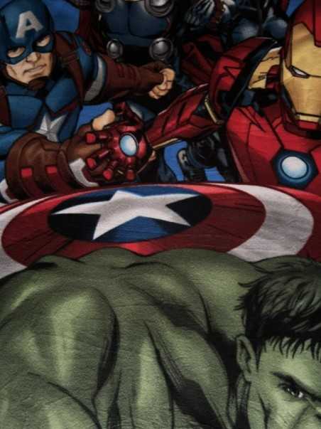 MARVEL AVENGERS ASSEMBLE HULK, IRON MAN, CAPTAIN AMERICA, THOR BLUE FLEECE BLANKET