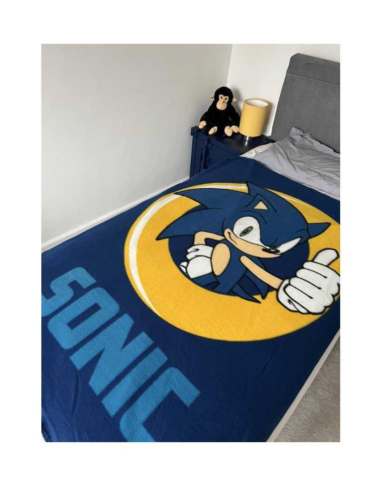 SONIC THE HEDGEHOG THUMBS UP GOLD RING BLUE FLEECE BLANKET