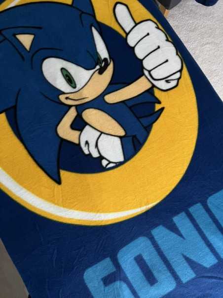 SONIC THE HEDGEHOG THUMBS UP GOLD RING BLUE FLEECE BLANKET