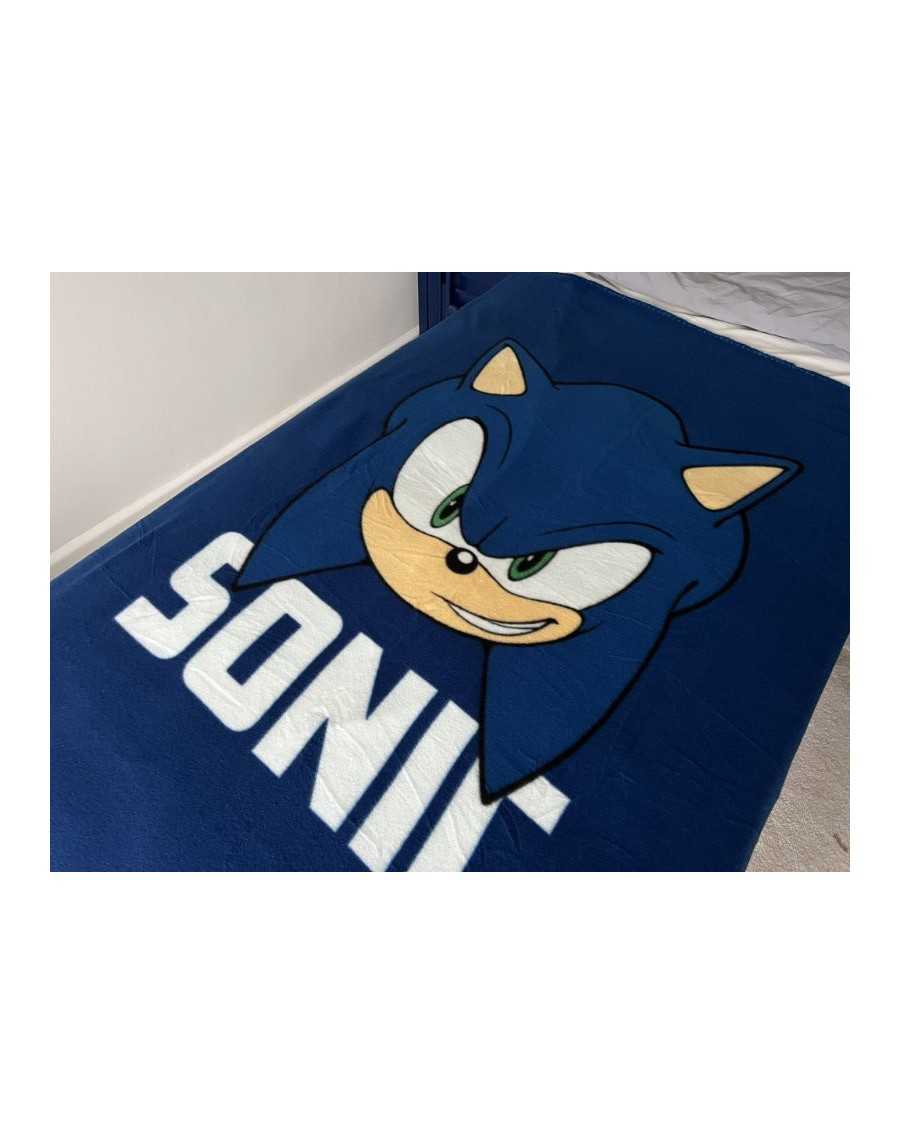 SONIC THE HEDGEHOG FACE BLUE FLEECE BLANKET