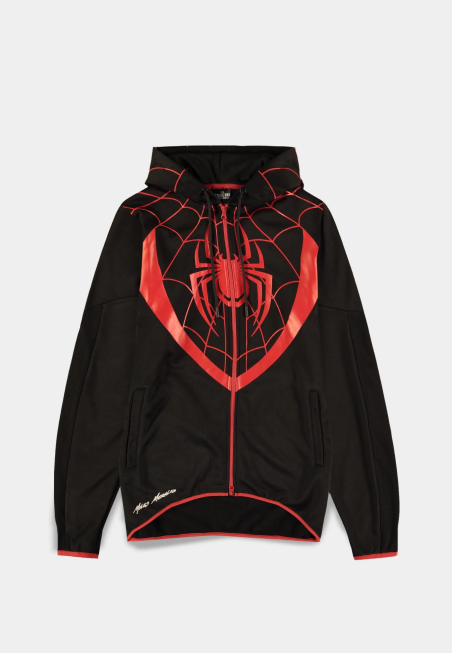 OFFICIAL MARVEL COMICS MILES MORALES COSTUME SUIT UP ZIP HOODIE JUMPER