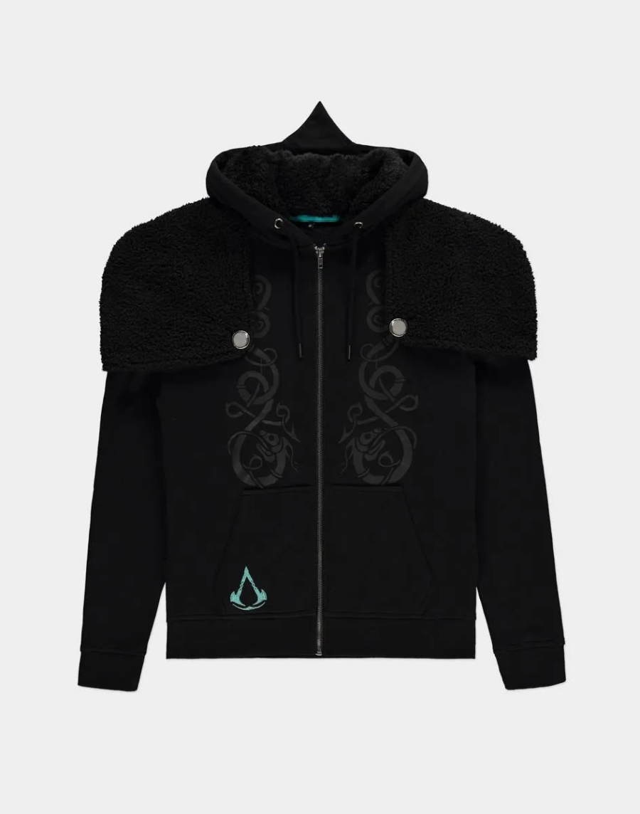 OFFICIAL ASSASSINS CREED VALHALLA VIKING COSTUME ZIP HOODIE JUMPER