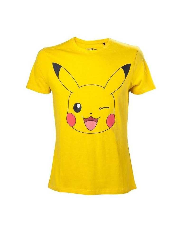 OFFICIAL POKEMON WINKING PIKACHU PRINT YELLOW T-SHIRT