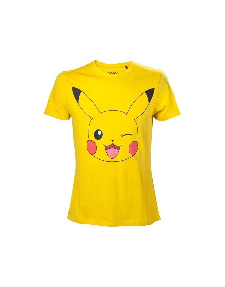 OFFICIAL POKEMON WINKING PIKACHU PRINT YELLOW T-SHIRT