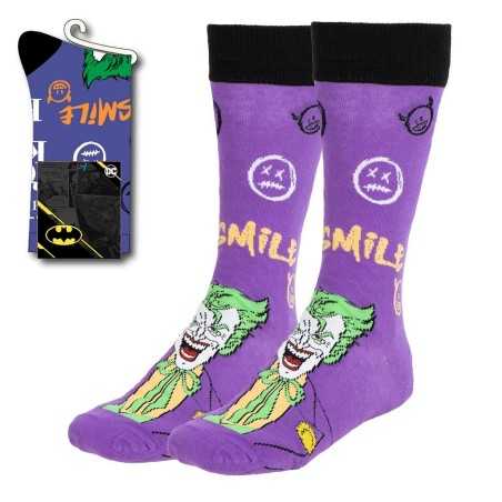 DC COMICS THE JOKER SMILE PURPLE ADULT PAIR OF NOVELTY SOCKS