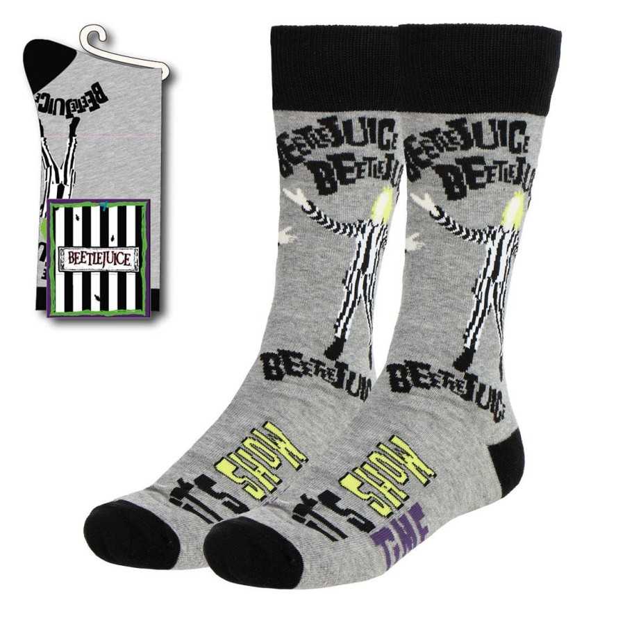 BEETLEJUICE IT'S SHOW TIME GREY ADULT PAIR OF NOVELTY SOCKS