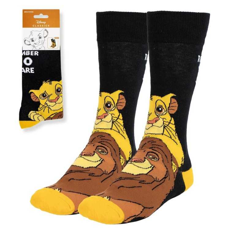 DISNEY THE LION KING SIMBA AND MUFASA BLACK ADULT PAIR OF NOVELTY SOCKS