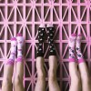 BARBIE ICONIC POSE BLACK AND PINK ADULT PAIR OF NOVELTY SOCKS