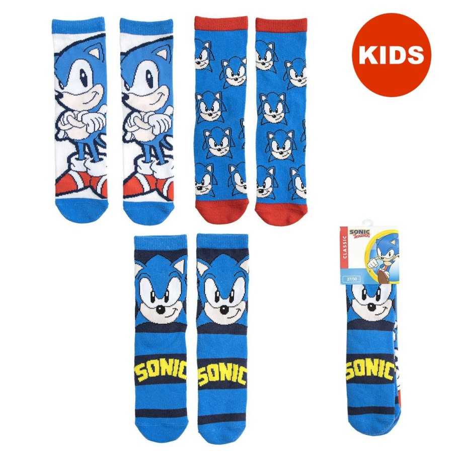 SONIC THE HEDGEHOG KIDS SET OF 3 PAIRS OF NOVELTY SOCKS