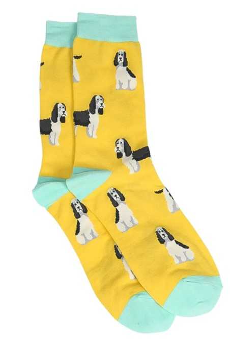 SPANIELS DOG YELLOW ADULT PAIR OF NOVELTY SOCKS