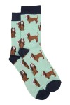 BASSET HOUND DOG GREEN MINT ADULT PAIR OF NOVELTY SOCKS