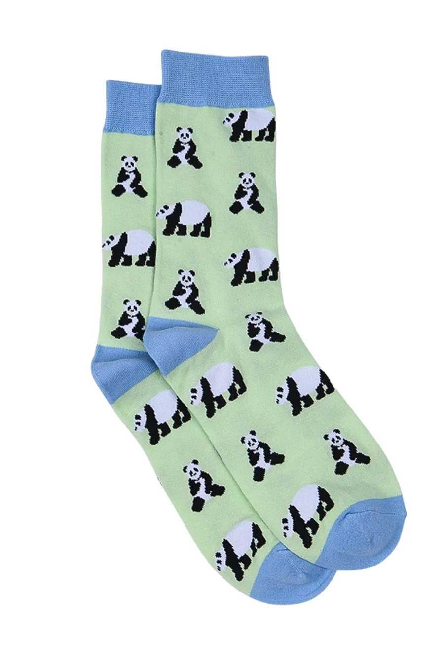 CUTE CLUMSY SITTING PANDA GREEN MINT ADULT PAIR OF NOVELTY SOCKS