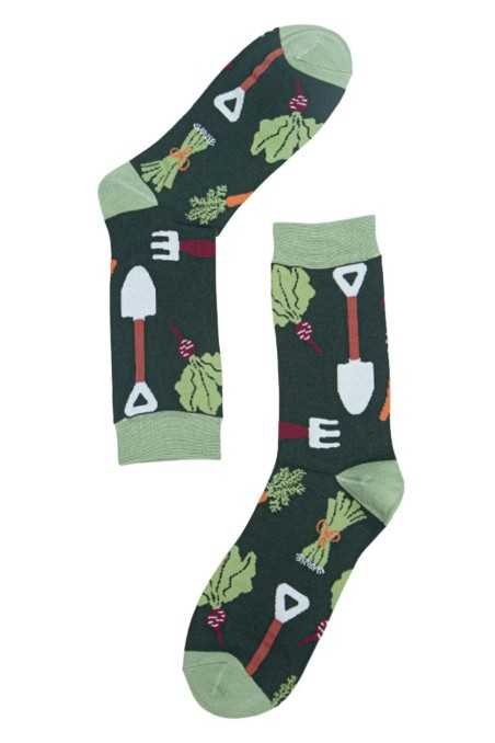 GARDEN SHED VEGETABLES GREEN ADULT PAIR OF NOVELTY SOCKS