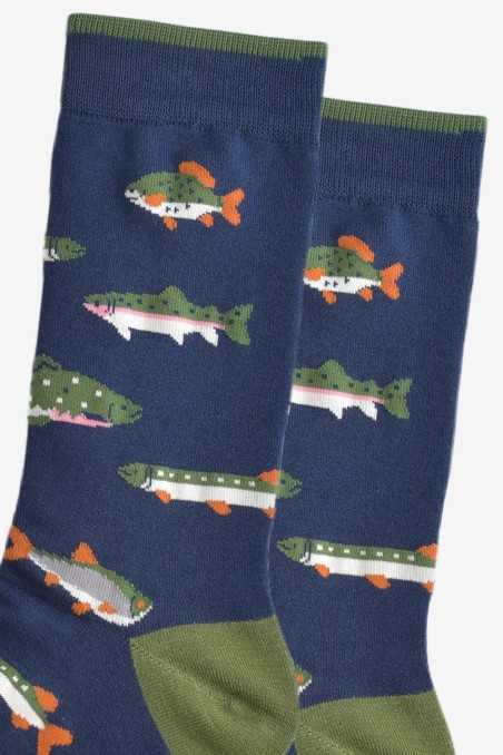 UK RIVER FISH BLUE ADULT PAIR OF NOVELTY SOCKS