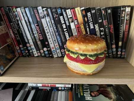 80s STYLE FUN NOVELTY LARGE BURGER MONEY BANK ORNAMENT