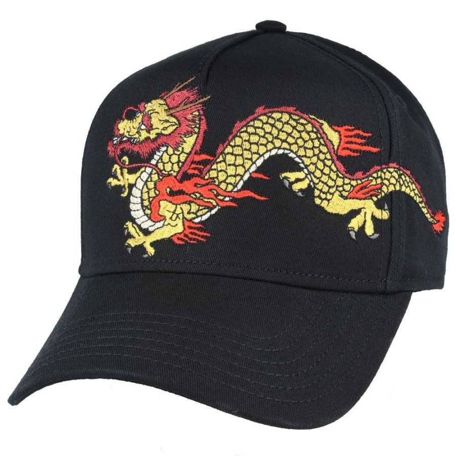 CARBON 212 DRAGON EMBROIDERY BLACK CURVED BASEBALL CAP