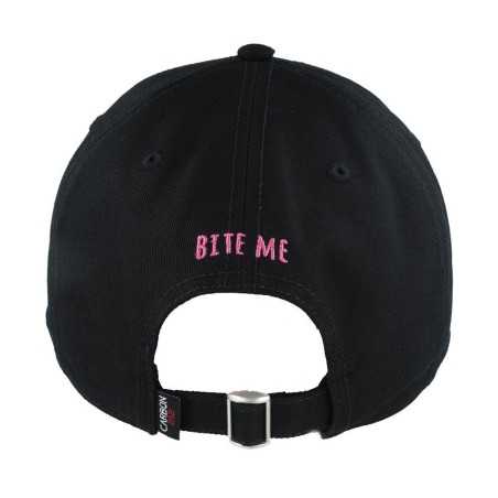 CARBON 212 BITE ME LOVE HEART SWEET EMBROIDERY BLACK CURVED SLOUCH BASEBALL CAP