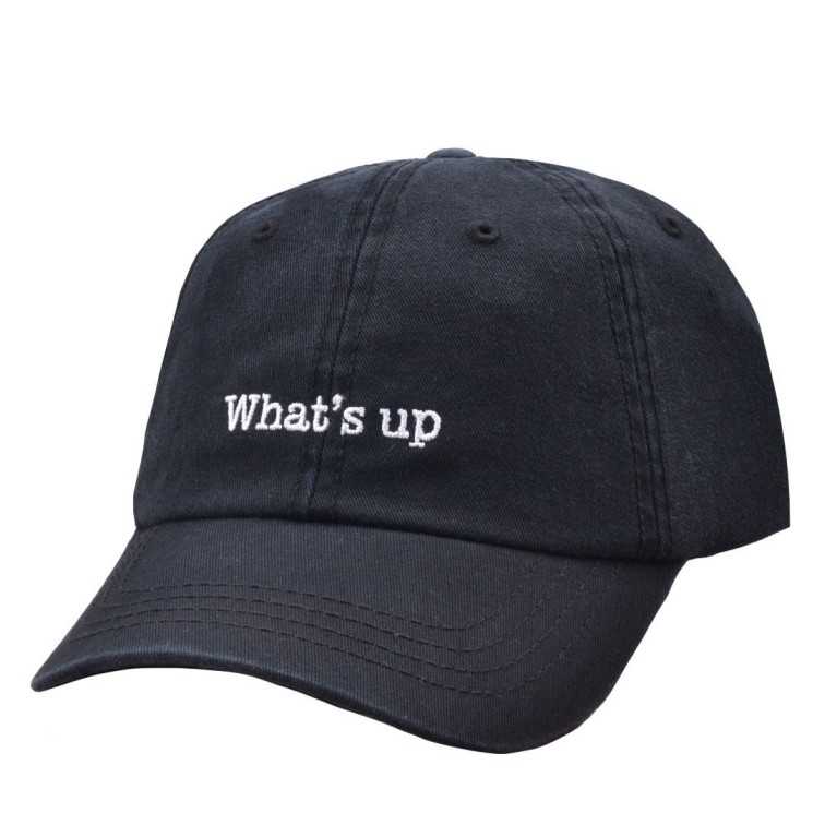 CARBON 212 WHAT'S UP EMBROIDERY BLACK CURVED DAD SLOUCH BASEBALL CAP