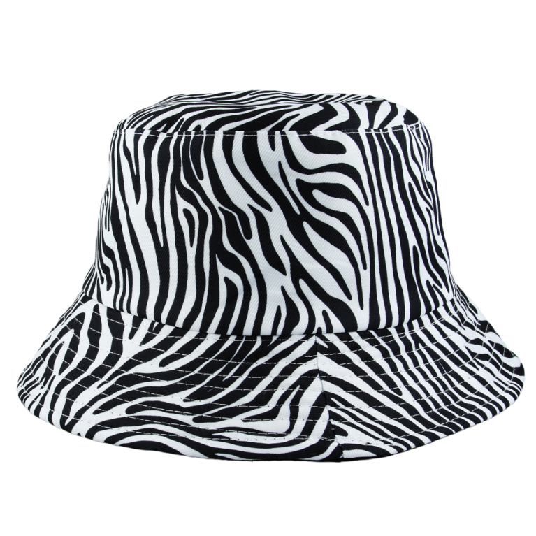 ZEBRA PRINT ALL OVER DESIGN FESTIVAL BUCKET HAT