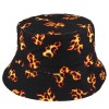 FLAMES FIRE BLACK ALL OVER DESIGN FESTIVAL BUCKET HAT