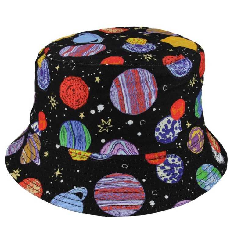 SPACE PLANETS STARS GALAXY PRINT ALL OVER DESIGN FESTIVAL BUCKET HAT