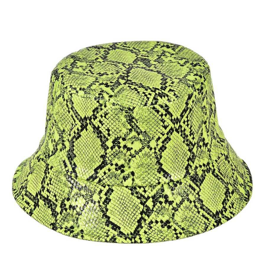 SNAKE SKIN STYLE GREEN PU FESTIVAL BUCKET HAT