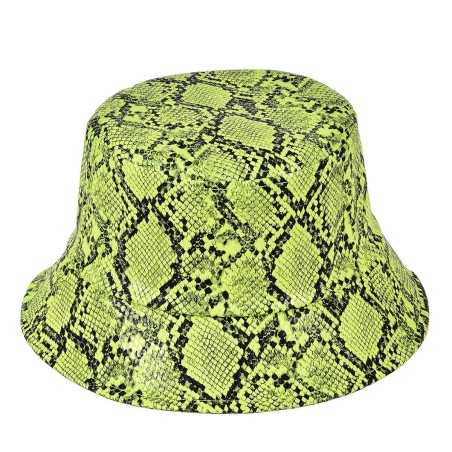 SNAKE SKIN STYLE GREEN PU FESTIVAL BUCKET HAT