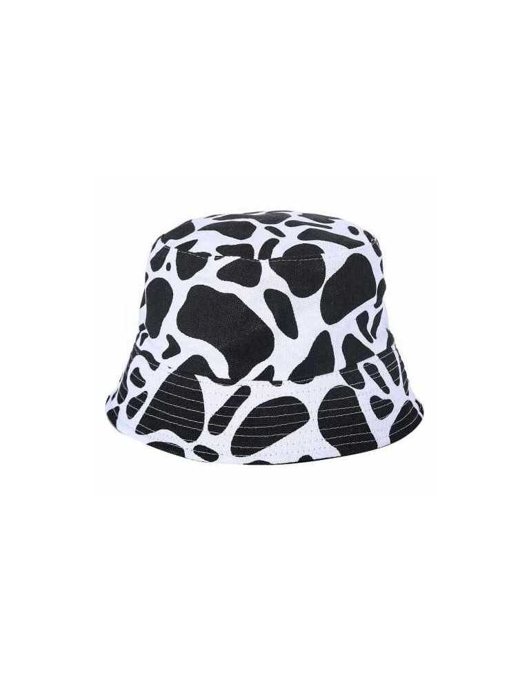 BLACK AND WHITE COW PATTERN ALL OVER DESIGN FESTIVAL BUCKET HAT