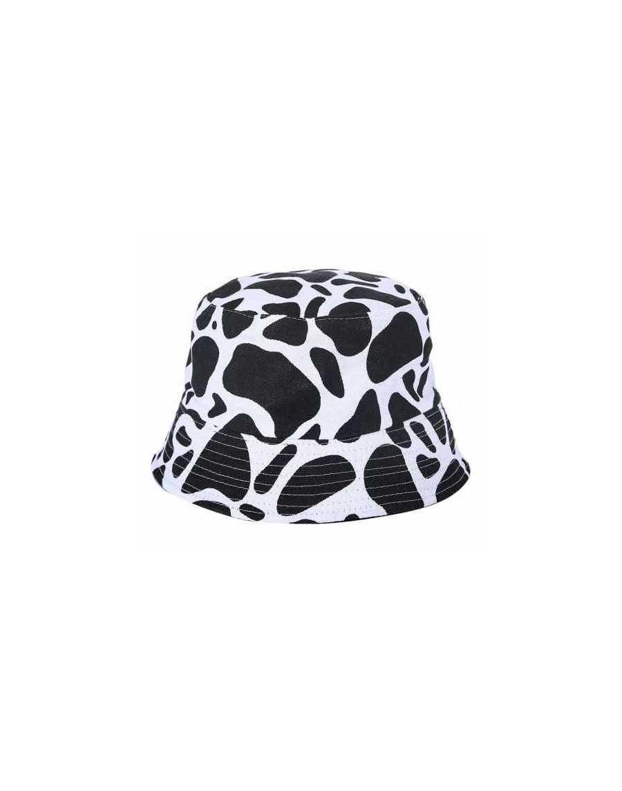 BLACK AND WHITE COW PATTERN ALL OVER DESIGN FESTIVAL BUCKET HAT