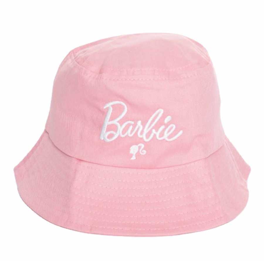 BARBIE ICONIC LOGO EMBROIDERED PINK BUCKET HAT