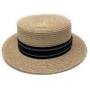 BLACK AND GREY RIBBON STRAW PAPER SUMMER BOATER HAT