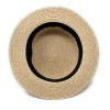 BLACK AND GREY RIBBON STRAW PAPER SUMMER BOATER HAT