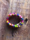 SMARTY Pink, Blue, Red, Green, Purple and Yellow wooden beads elasticaed set of 4 Bracelets