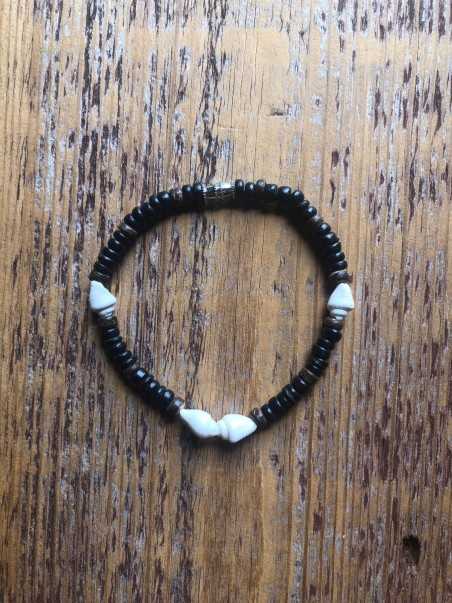 LIVES by the OCEAN Black, Brown nasa tiger shell coconut wood Bracelet