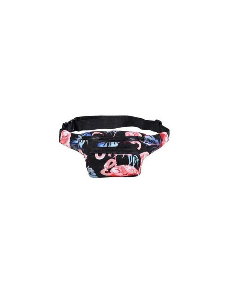 FLAMINGO PRINT BLACK BUM BAG (FANNY PACK)