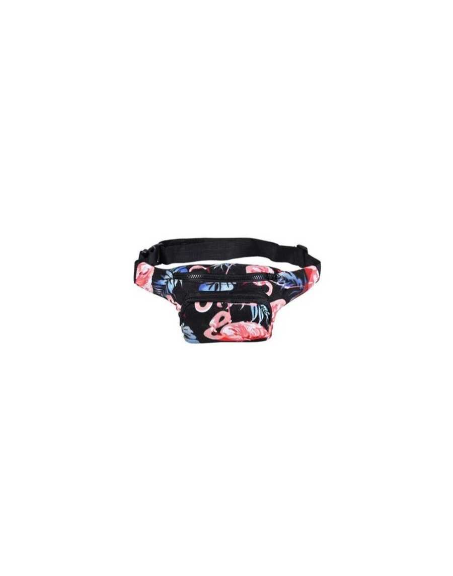 FLAMINGO PRINT BLACK BUM BAG (FANNY PACK)