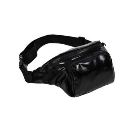 BLACK PU BUM BAG (FANNY PACK)