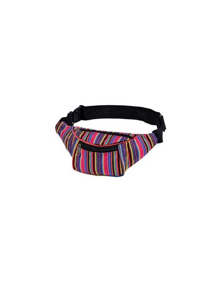 PURPLE & PINK STRIPED FESTIVAL BUM BAG (FANNY PACK)