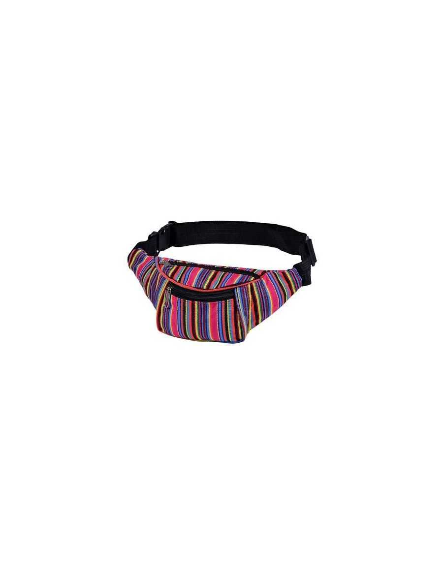 PURPLE & PINK STRIPED FESTIVAL BUM BAG (FANNY PACK)