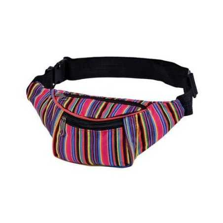 PURPLE & PINK STRIPED FESTIVAL BUM BAG (FANNY PACK)