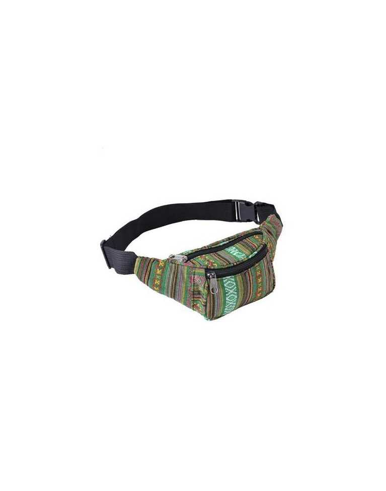 GREEN STRIPED FESTIVAL BUM BAG (FANNY PACK)