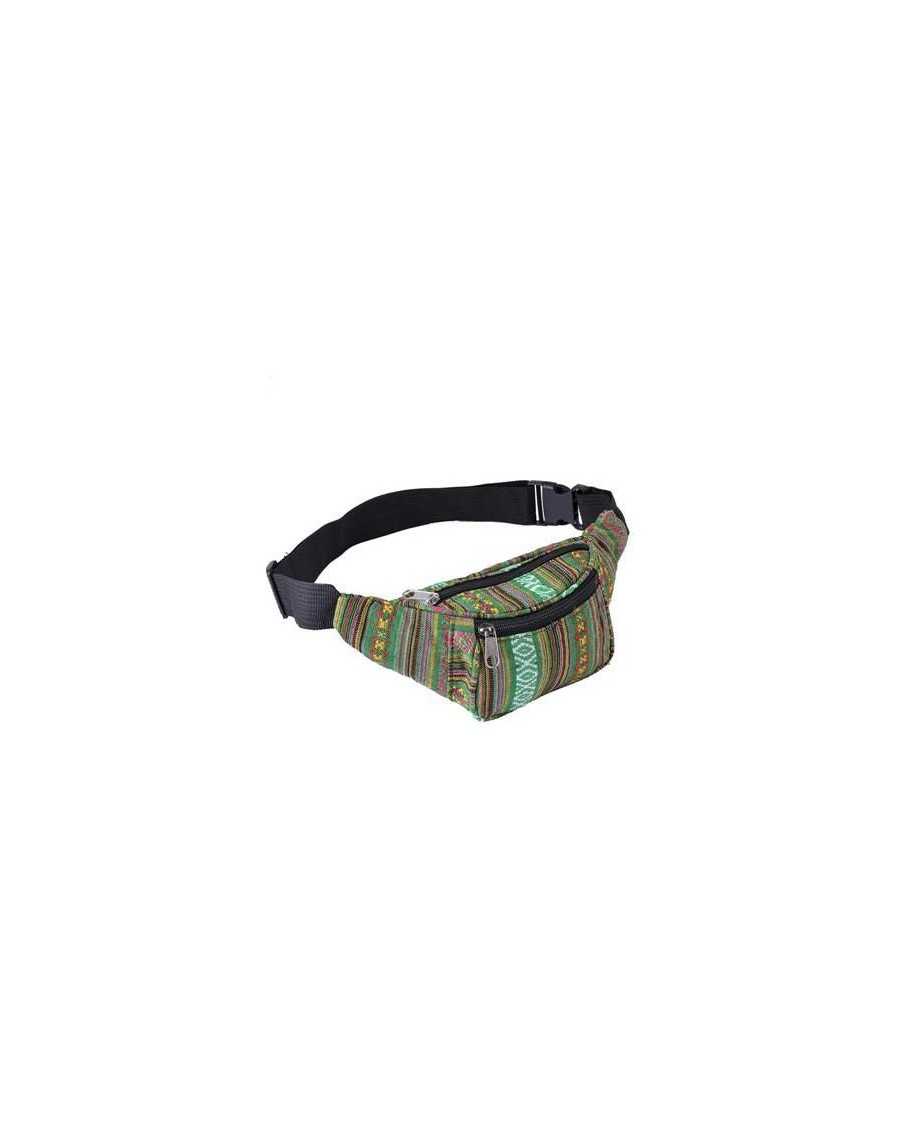 GREEN STRIPED FESTIVAL BUM BAG (FANNY PACK)