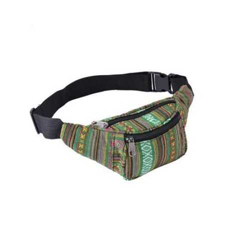 GREEN STRIPED FESTIVAL BUM BAG (FANNY PACK)