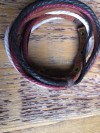 Punk Surfer brown, red, white and black leather cuff bracelet (cardinal-grosbeaks)