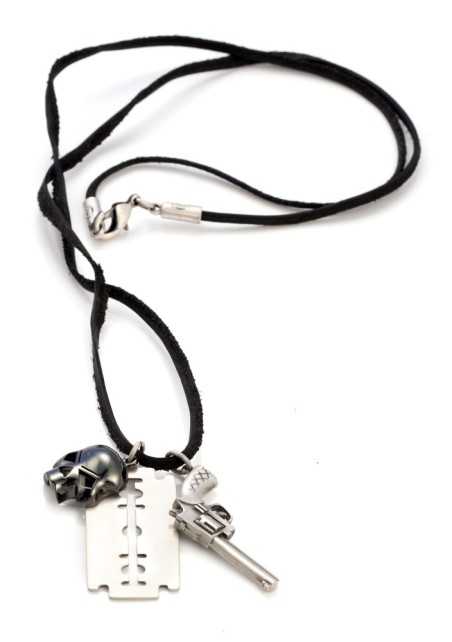 BICO I.D OFFICER CUT SKULL CLUSTER CHARM NECKLACE