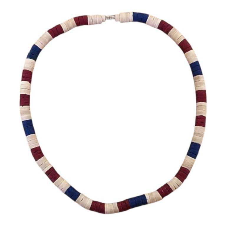 The American - Red, Blue and White Coco Wood Necklace