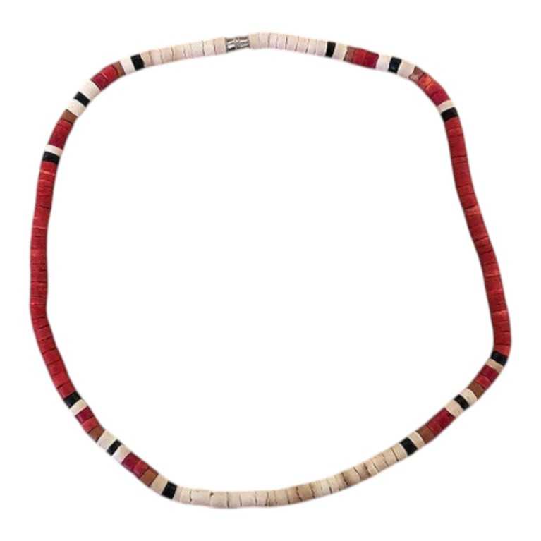 Sneakers - Red, Black and White Coco Wood Necklace