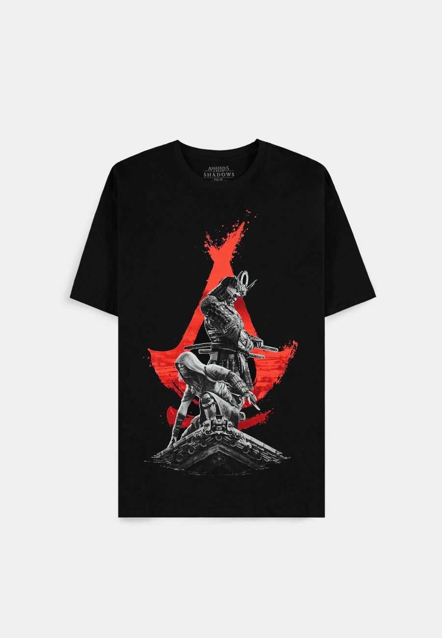 ASSASSIN'S CREED SHADOWS LOGO NAOE AND YASUKE FRONT BLACK T-SHIRT